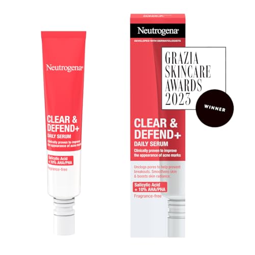 Neutrogena Clear & Defend+ Daily Serum (1 x 30 ml), Verfeinerndes und klärendes Gesichtsserum mit Salicylsäure, AHA/PHA… – Ansicht 2