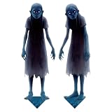 Gruselige Manschettenknöpfe Halloween-Dekoration für Garten – Metallschild Manschettenknöpfe für Garten 2 Stück, Horror-Dekorationen zum Einstecken in den Boden für Halloween für Terrasse