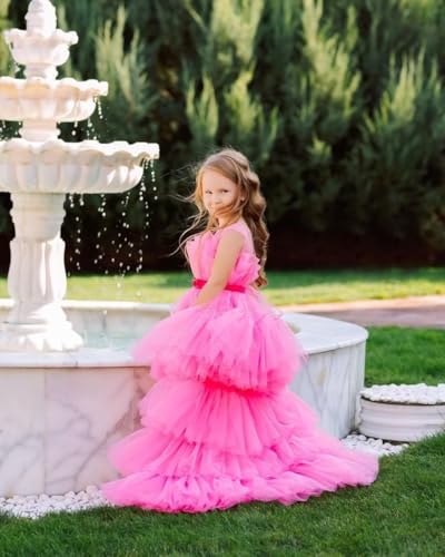 High Low Flower Girl Dresses for Wedding Tulle Princess Pageant Dress Layered Ball Gown Dress4