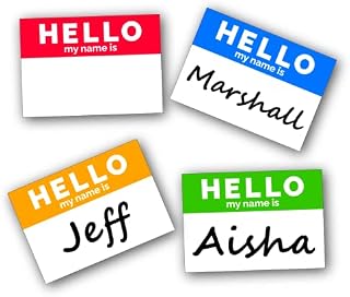 Colourful Name Tag Labels, Hello My Name is Stickers 68mm x 48mm (48 Labels)