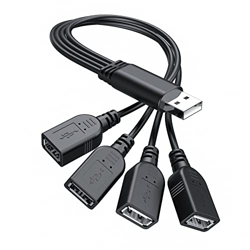 ANDTOBO USB 1 a 4 Splitter, USB 2.0 A Macho a 4 USB Hembra Jack Y Splitter Hub Cable de Alimentación Cable Adaptador de Extensión, Negro