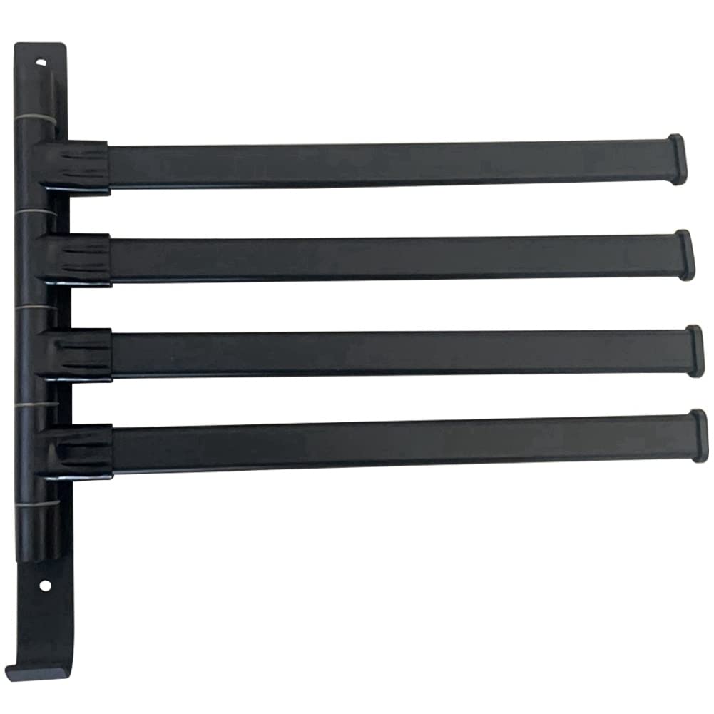 Gosera Black Swivel Towel Rack Aluminum Alloy Swivel Towel Rack With 4-Arm Towel Hanger,Rustproof Towel Racks For Bathroom 180° Rotation