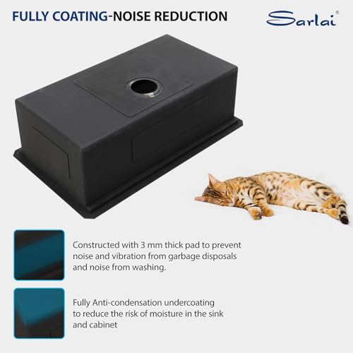 Sarlai 30 Matte Black Undermount Kitchen Sink Workstation - 30x18 Inch Kitchen Sinks with Ledge NANO-Tech Round Corner 16 Gauge Stainless Steel Single Bowl Sink Basin