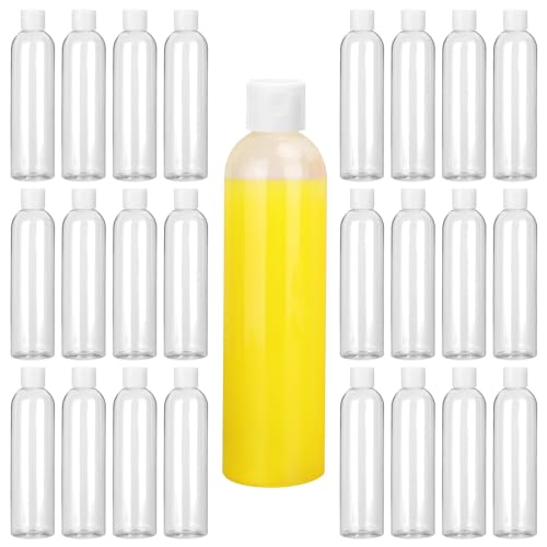 KUKLIPJIM 25 Pack 8 oz Plastic Bottles with White Top Caps, Clear Empty Bottles, Cosmetic Containers for Lotion and Shampoo, Cream, Travel-Friendly Bottles, BPA-Free for Liquids and Personal Care