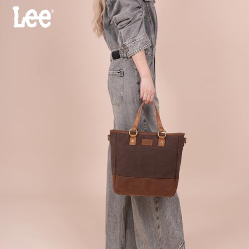 Image of Montana West x Lee Waxed Canvas Tote Bag for Women Top-Handle Handbag Shoulder Bag with Adjustable Detachable Wide Strap