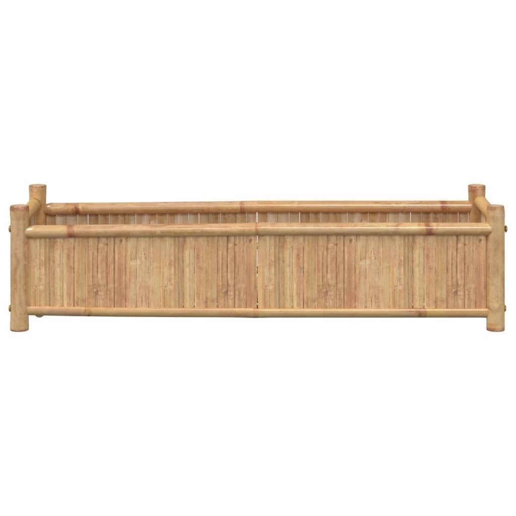 Jardinera de bambú 100 x 30 x 25 cm para plantas y flores, caja elevada de jardín, balcón o patio, diseño amplio para hierbas aromáticas y verduras, material natural resistente
