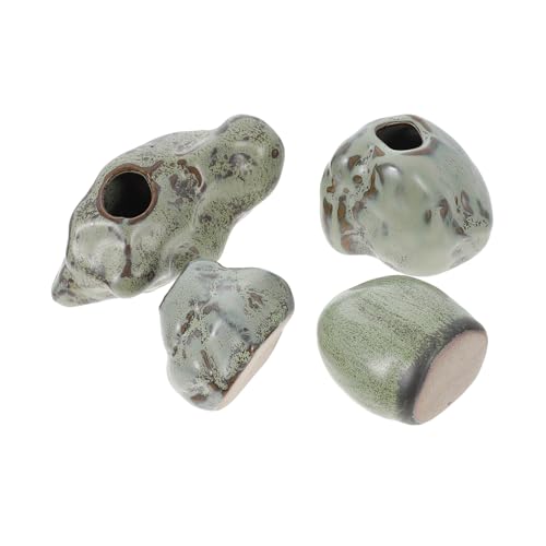 BESPORTBLE 4 Piezas Florero Roca Mini macetas para Plantas Maceta de Terracota decoración de Terracota Plant Pot tiestos Decorativos Jardinera de Rocas en Forma Maceta Retra cerámica