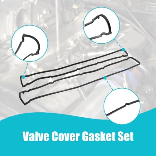 Image of Valve Cover Gasket Set Compatible with Nissan Skyline R32 R33 R34 RB20DET RB25DET RB26DETT Engine Seal Kit with Half Moon Seals Replaces 13270-58S11 13270-58S01 11051-58S00