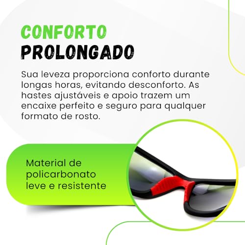 Óculos De Sol Preto e Vermelha Com lente Amarelo Reflexiva Espelhada Masculino Estilo Surf, Ciclismo