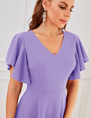 Image of Bridesmay Women's Formal Wedding Guest Dress for Women 2026 Short Sleeve Fit and Flare Tea Party Dresses