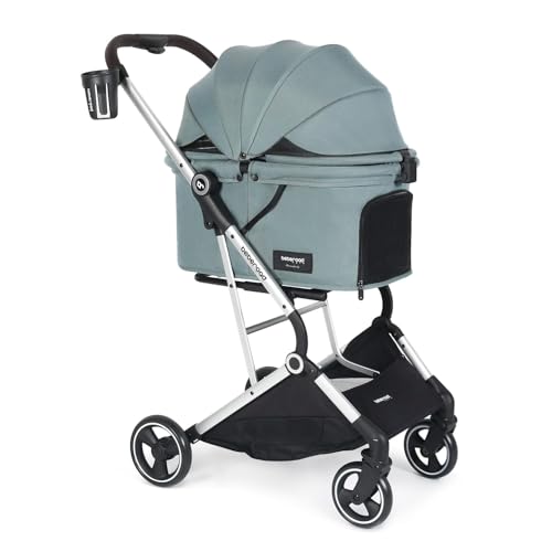 Cochecito para perros T4 PRO verde, ideal para paseos cómodos y viajes con tu mascota