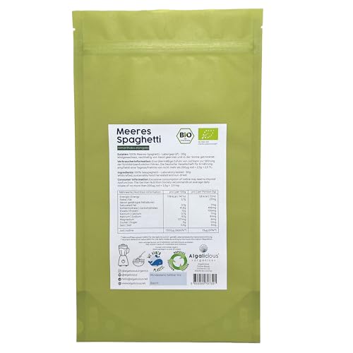 Algalicious BIO Haricot de Mer | 30 g Pâtes d'Algues Atlantique Irlandais | Himanthalia Elongata Sans Gluten Vegan Low Carb Keto Paleo Spaghetti de Mer – vue 9
