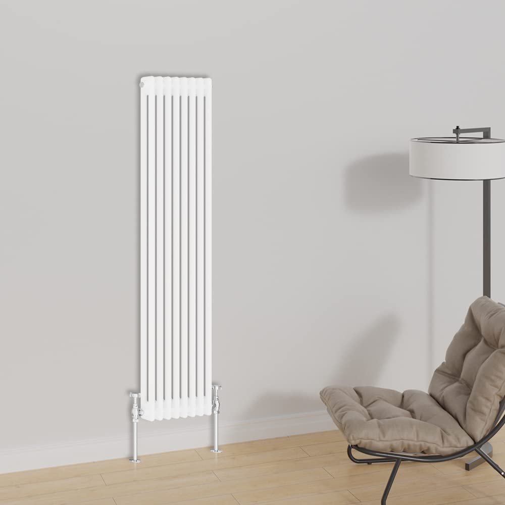 Warmehaus Vertical Traditional Column Designer Radiator 1500x380mm Double Panel Cast Iron White Central Heating Radiators