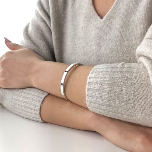 Silverly 925 Sterling Silver HInged Bangle 5mm - Classic Round Tube Solid Silver Bangle - Stacking Sterling Silver Bracelet for Women - Gifts for Daughter2