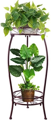 Support à Plantes Réglable En Métal Noir | Hauteur 38 Cm, Pour Pots De 20,5 à 30,5 Cm De Diamètre | Intérieur/Extérieur