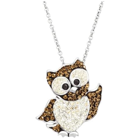 Crystaluxe Owl Pendant with Crystals in Sterling Silver, 18" Cover