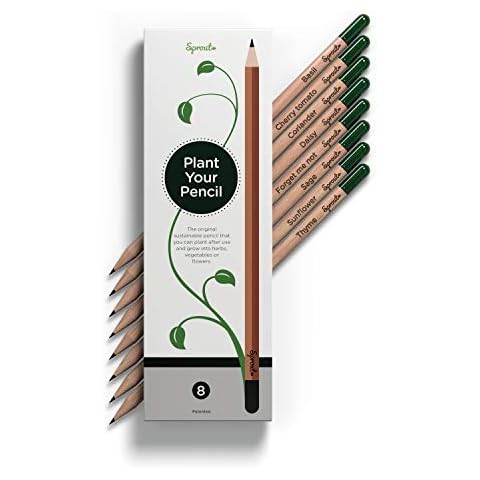 Sprout Pencils | Original Edition | Graphite Plantable Pencils with Flower, Herb & Vegetable Seeds | Eco-Friendly Organic Wood | Prime Sustainable Gift Ideal for Drawing, Sketching & Shading | 8 Pack Cover