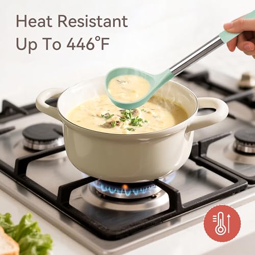 Kitchen Utensils Set, 28 Pcs Silicone Cooking Utensils Set with Holder, Spatula Set, Silicone Whisk, Measuring Cups and Spoons Set with Stainless Steel Handle Kitchen Gadgets (Light Green)