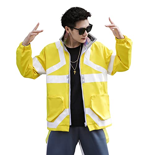 SHOWADAY Cyberpunk Jacket Streetwear Fashion Coat Edge Runner David Sweatshirt Cosplay Coat (Large)