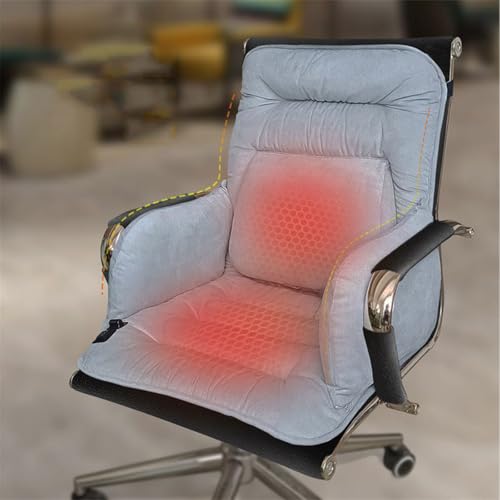 Cojín Calefactable Asiento Invierno, con Soporte Lumbar Funda Calefactable Asiento 3 Niveles Temperatura Ajustables Cojines Silla Una Pieza Antideslizantes Cálidos Invierno con Lazos