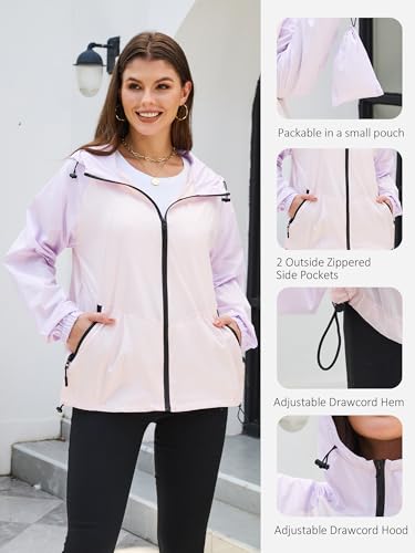 PITINAN Lightweight Foldable Rain Jacket Women Waterproof Raincoats Windbreaker Jacket Women S-XXL3