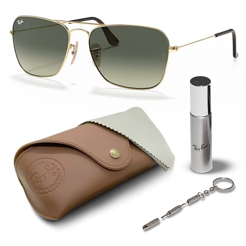 Ray-Ban RB3136 CARAVAN Square Shaped Sunglasses for Men & Women with Official RAYBAN Eyewear Kit