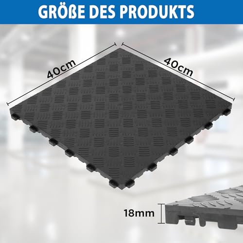 bimiti 20 Stück 40x40cm PVC Garagenboden, Garagenboden Fliesen aus Gummi, Garagenboden Schutzmatte rutschfeste, Bodenmatte für Garage (20pcs)