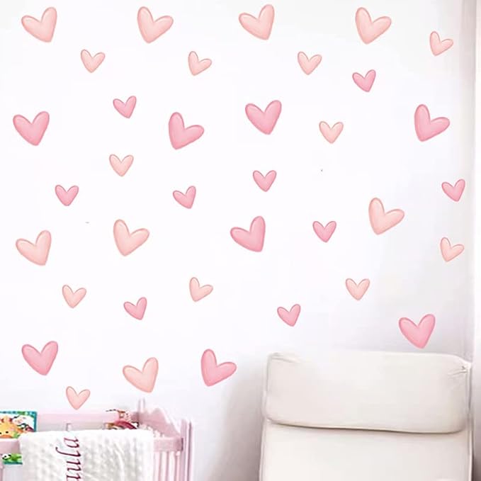 80 Calcomanías de Pared Corazón Rosa, Decoración Dormitorio Sala PVC miniatura 3