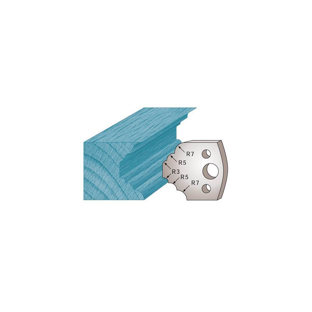 Jeu de 2 fers profilés Ht. 40 x 4 mm quart de rond et congé M21 pour porte-outils de toupie - Diamwood Platinum