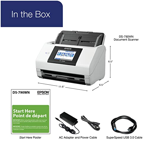 Image of Epson DS-790WN Wireless Network Color Document Scanner for PC and Mac with Duplex Scanning,Computer-Free Function, 100-page Auto Doc Feeder (ADF) and 4.3 inch Colorful LCD Touchscreen