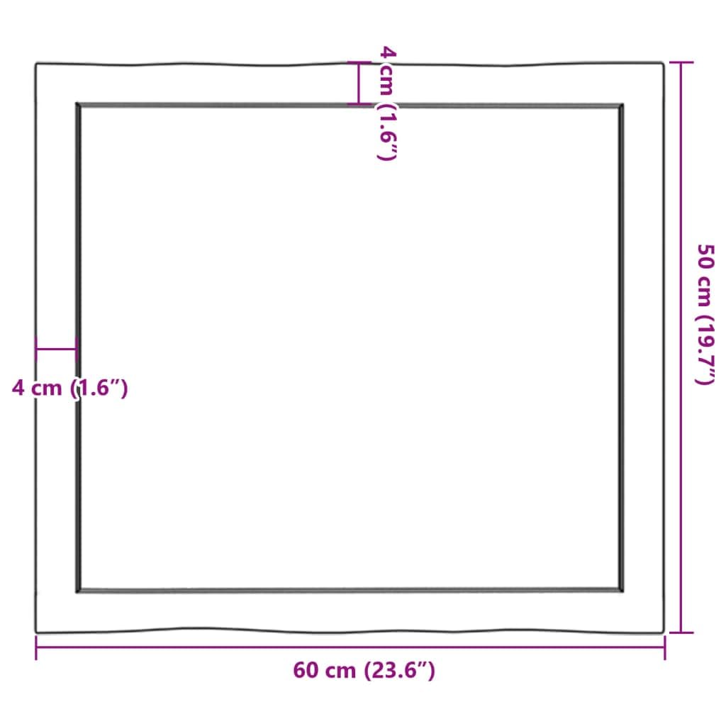 vidaXL Tischplatte, Holzplatte für Tisch Esstisch Couchtisch, Massivholzplatte Handgefertigt mit Baumkante, Ersatztischplatte, Hellbraun 60x50x(2-4) cm Massivholz Behandelt