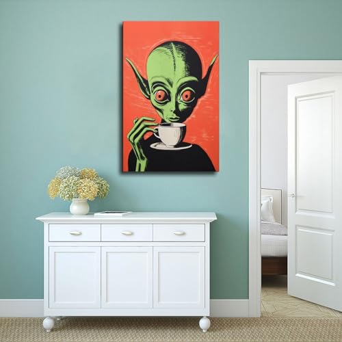 Poster Alien café déco murale chambre et tableau toile rétro - 4
