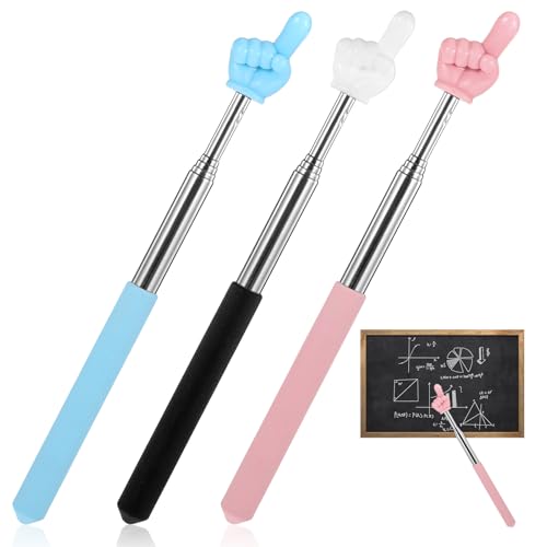 3 Stück Zeigestab Ausziehbar Pointer Finger Zeigestab Finger Lehrer Zeiger Mini Einziehbar Klassenzimmer Zeiger Fingers Lehrer Pointer Stick Zeigestock Edelstahl für Lehrerunterricht Whiteboard