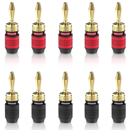 Banana plugs sin tornillos 24k chapados oro 10 pcs miniatura 1