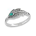 Simulated Turquoise Oxidized Feather Ring .925 Sterling Silver Tree Leaf Band Sizes 6-10