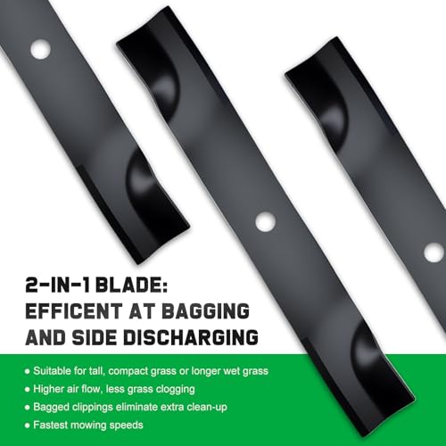 Image of Grasscool Z930m 60 inch Deck JD 930m 60D Mower Blades Replacement TCU15881 | Fit John D-eere Z950r Z950m 950m z951r 60'' Zero Turn Lawn Tractor,High Lift Bagger Sharp Cuts Side Discharge,M128485 M163983