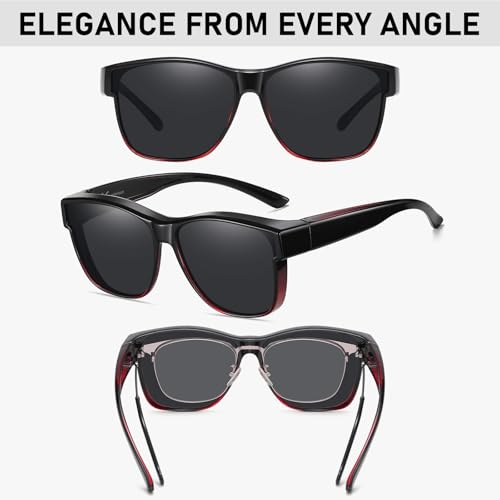 Image of GEGURI Polarized Sunglasses Fit Over Glasses for Men Women, Oversized Square Sun Glasses UV400 Protection Shades