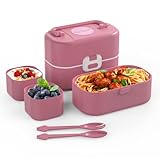 Diseño a Prueba de Fugas & Golpes: El anillo de sellado elástico y la tapa a presión funcionan bien juntos para formar un sello hermético y a prueba de fugas. No hay que preocuparse por derramar comida en la bolsa. El compartimento separado está equipado con una tapa independiente para mantener la comida fresca y deliciosa. El material de alta densidad lo hace robusto y a prueba de golpes. No hay que preocuparse por los daños por caída.