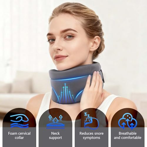 Nackenstütze für Nackenschmerzen, Neck Support gegen Schnarchen, Halskrause Mensch für Schlaf & Alltag, Weiche Schaumstoff-Halskrause verstellbar, Druckentlastung Wirbelsäule, für Damen und Herren