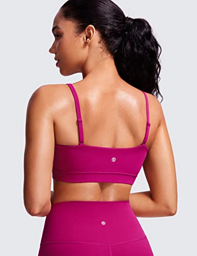 Image of CRZ YOGA Butterluxe Womens Adjustable Spaghetti Thin Strap Sports Bra - Padded Wireless Square Neck Workout Yoga Clothes