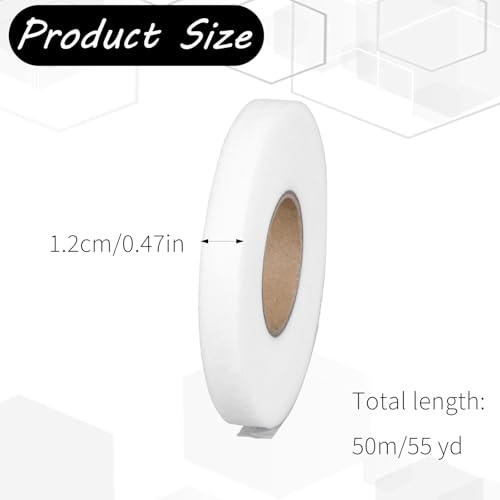 Piriuuo 2 Rolls Stitch Witchery Hemming Tape, 1/2 Inch x 55 Yards Iron on Hemming Tape Adhesive No Sew HemTape Fusible Tapes for Clothes Curtain Pants Dresses (White) - Thumbnail 2