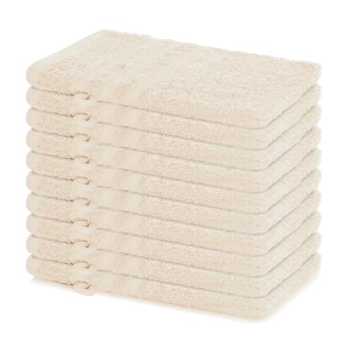 Lavea® Lot de 10 Gants de Toilette 15x21 cm en Éponge 100% Coton – Doux et Absorbants – Idéal pour Maison, Hôtel, Spa, Invités et Bébé – Serviette de...