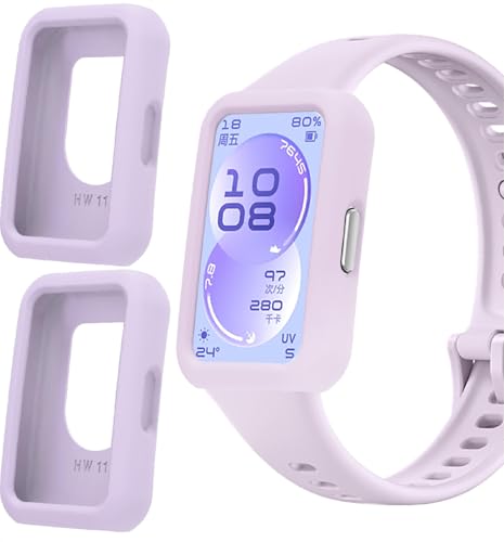 GIOPUEY Cover Compatibile con Huawei Band 11, [2 Pezzi] Morbido TPU Silicone Case Protettiva, Ultra-Sottile Custodia - Purple