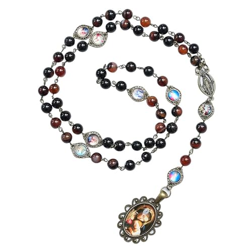 Seven Sorrows of Mary Rosary Chaplet 8mm Agate Beads Catholic Jewelry Necklace for Women Men