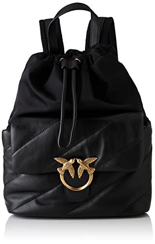 nappa Pinko , Classic Backpack Maxi Puff QUI Donna, Z99q_nero-antique Gold, Taglia unica