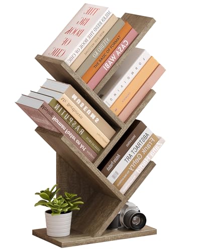 Hoctieon 4 Tier Tree Bookshelf, 4 Shelf Bookcase, Modern Book Storage, Free Standing Tree Bookcase,...