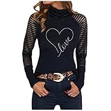 Generic Oberhemd Damene Ausgeschnitten Oberteile mit Plissee Stylischeen Tops Weiblich Cool Clubbing Baumwoll Sommer Dünn mit Herzen Crewneck Ärmel Langes OA7090