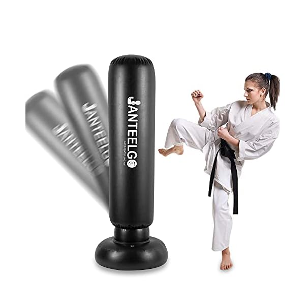 Inflatable Punching Bag - GEMGO 59 Inch Boxing Bag with Stand for Adults|Kids - Boxing Equipment for Practicing|Taekwondo|Karate Muay Thai|Martial Arts