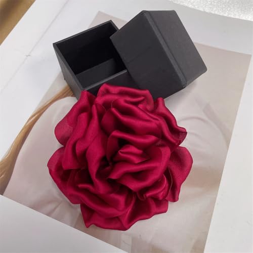 Image of Dainty Peony Rose Flower Brooches Lapel Pins Delicate Elegant Fabric Flowers Brooch Pin for Women Flower Corsage for Wedding Party Accessories Jewelry Gifts100mm
