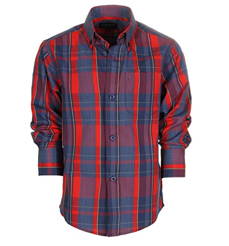 Image of Gioberti Boys Long Sleeve Button Down Plaid Checked Shirt